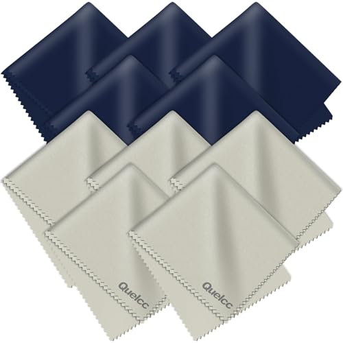 Quelcc 10 Paños de Limpieza para Gafas, Paños de limpieza de microfibra Paños de limpieza ultra finos, para Gafas, Pantallas LCD, Lentes,Cámaras, Teléfonos Móviles, Tabletas(15 x 18 cm)