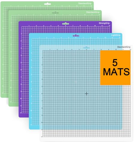 Pavlleen Tappetino da taglio per CC Maker 3/Maker/Explore 3/Air 2/Air/One, confezione da 5, 30,5 x 30,5 cm (StandardGrip, LightGrip, StrongGrip, FabricGrip), accessori di ricambio multicolore
