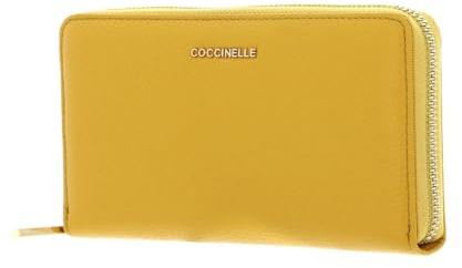 Coccinelle Cuir Porte-Monnaie Metallic Soft Wallet Grained Leather Soleado Jaune