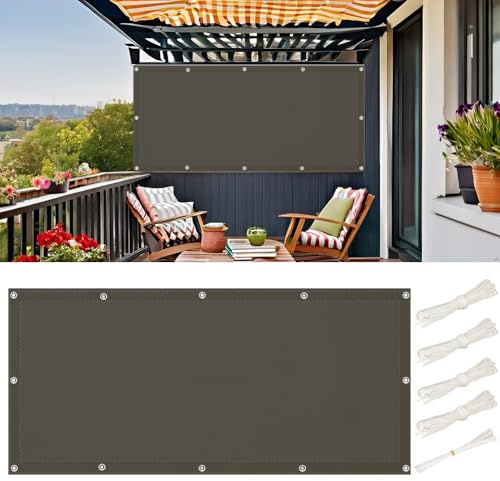 Sonnensegel Wasserdicht 1x1.7m Rechteckig mit Ösen Multi Farbe und Größe Sonnensegel 1x1.7 Segeltuch Balkon Ohne Bohren Sonnenschutz Markise für Balkon Terrasse Garten, UV Schutz Dunkelgrau