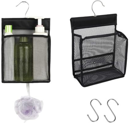 LINTRA Porta Mollette Bucato, Confezione da 2 Portamollette da Bucato, Nero Sacchetto per Facile da Appendere per Mollette da Bucato, Borse per Mollette con Ganci per Mollette, Bagnoschiuma, Cosmetici