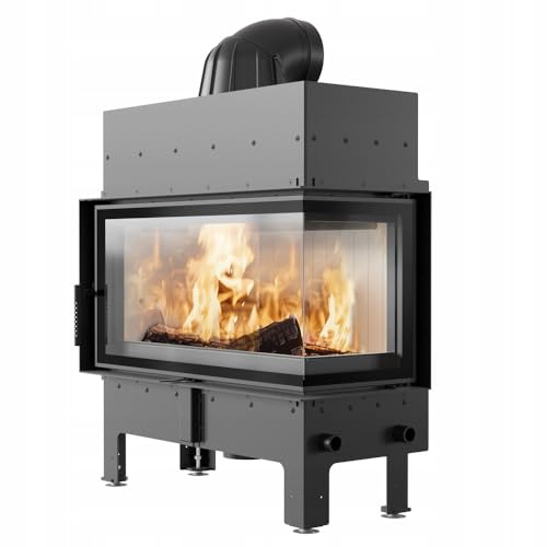 KRATKI Inserto per camino in acciaio a legna FLOKI 12 kW Ø200 destro A+ 2 | Acciaio nero, efficienza 85,4%, classe A+. Ecodesign, BImSchV 2; per recupero calore.; combustione efficiente; L fi