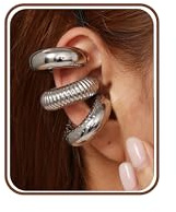 Chriscoco 3Pcs Ear Cuff Oro/Plata Hipoalergénicos Pendientes Clip Para Cartílago Pendientes Sin Agujero Mujer Falso Piercing Oreja Helix