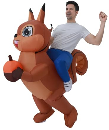 FXICH Costume écureuil gonflable pour adulte - Costume amusant écureuil à chevaucher - Costume écureuil - Costume Halloween - Fête cosplay - Pâques