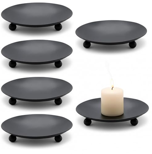6 Candle Plates, Candle Holders for Pillar Candles, Decorative Candle Trays, Set of 6 candle Plates and Trays for Home Decor