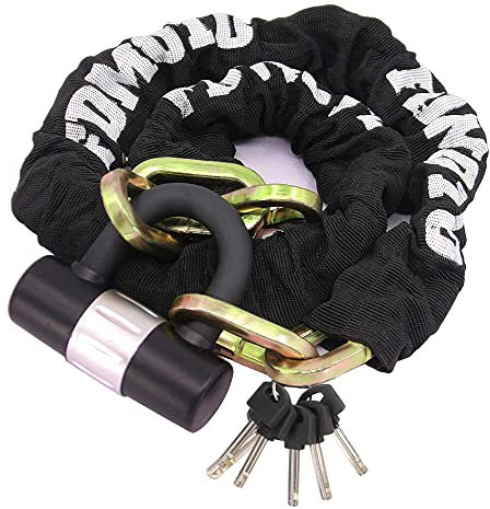 FD-MOTO 1.2M*10mm Steel Heavy Duty Anti-Theft Motorbike Chain Lock Padlock Motorcycle Bike Scooter Bicycle Lock Black&White