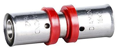 Pressfitting övergång 20 x 16 mm för aluminium kompositrör flerskiktsrör PEX