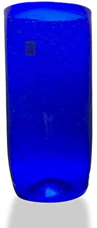 Maison Zoe Zylinder Glasvase aus Recycling-Glas Elena - dunkelblau - blau - groß - Durchmesser ≈ 11cm Höhe ≈ 28cm - 100% Handmade - Blumenvase - Vase mundgeblasen - Dekovase - Tischvase