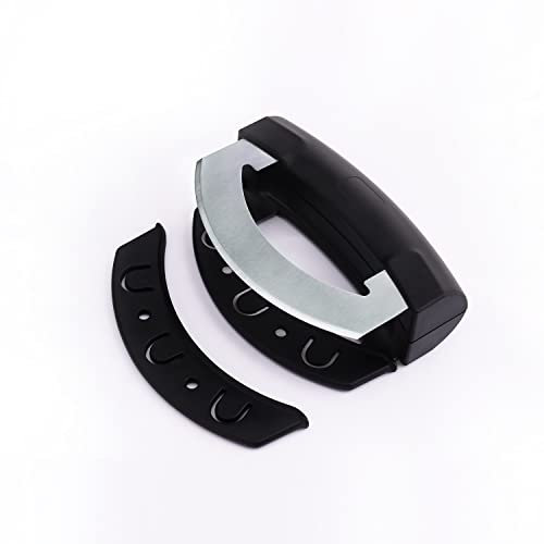 KITCHENDAO Hachoir à Salade avec 2 Lames, Couteau à Herbes en Acier Inoxydable, Coupe Pizza avec Couvercle de Protection, Couteau pour Hacher des Herbes, des Légumes