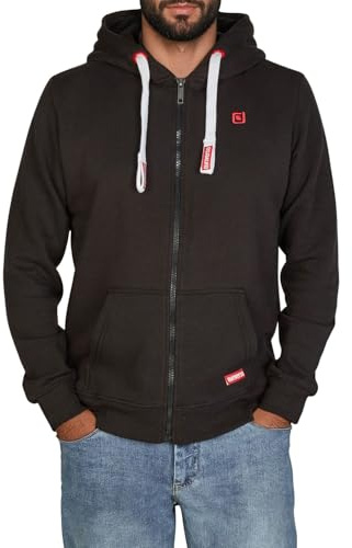 riverso sweatjacka herr med huva dragkedja regular fit RIVNoah huvjacka huvtröja brun röd blå svart grön grå beige S M L XL XXL 3XL 4XL 5XL, Svart formula röd (24002), L
