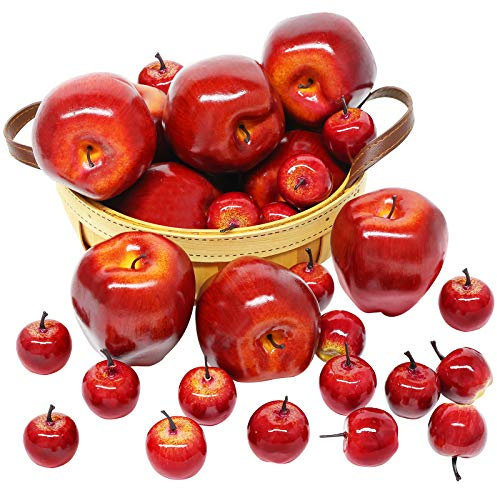 BigOtters 30 PCS Fake Apples, Fall Decor Lifelike Fake Fruits