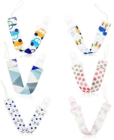 6 cadenas para chupete para bebé, cadena para chupete con clip para niños y niñas.