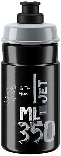 ELITE Jet Eco Water Bottle Black Grey Logo – Sustainable Cycling Bottle with Eco-Design Technology – Lightweight & BPA-Free – 350ml – For Road Bike, MTB & Gravel Cycling