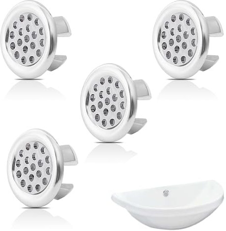 4 Pcs Anelli di Troppo Pieno, Anelli Tappi Troppopieno per Lavello, Lavello Anello Troppopieno Roppopieno Rotondo Coperchio, Foro Del Lavandino Decorativo Bagno Cucina Copertura