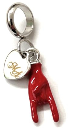 MODA MavillA Charm corna rosse e cuore portafortuna scaramantico