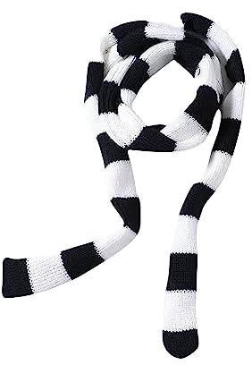 MUUYYI Sciarpa da donna stile sciarpa sottile sciarpa lunga scialli casual viaggi shopping scattare foto sciarpa per adolescenti, nero spesso e bianco, Taglia unica