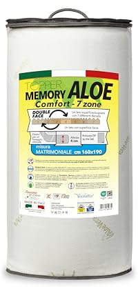 V.I.P. VERY IMPORTANT PILLOW Topper Memory Aloe Comfort Bugnato 7 zoner, h 4, vit, 120 x 190 cm