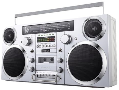 Retro bandspelare, Vintage Cassette Boombox med Hi-Fi-högtalare, CD/USB/Kassett/Bluetooth/AUX, Bluetooth-anslutning, Hörlursuttag, gammaldags inspelare för hemmet, stranden