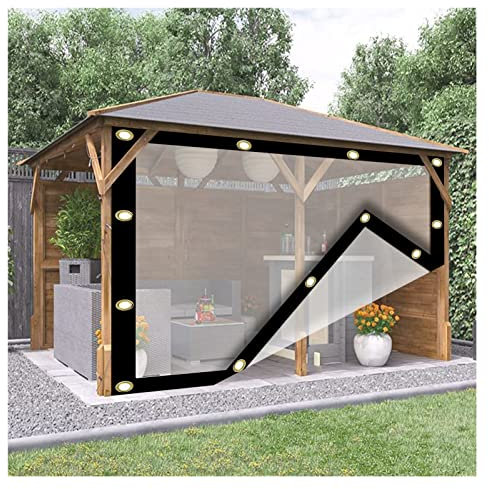 Tende impermeabili per pergola con materiale PE ad alta trasparenza, pieghevoli, ideali per portico/patio, 4 x 5 m, tende da garage all'aperto
