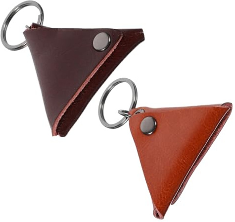 ANDRESLAD 2 Piezas Estuche para Púas de Guitarra de Cuero Soporte Compacto y Seguro para Plectros Llavero Ligero y Portátil para Músicos de Unidades Marrón Oscuro y Naranja
