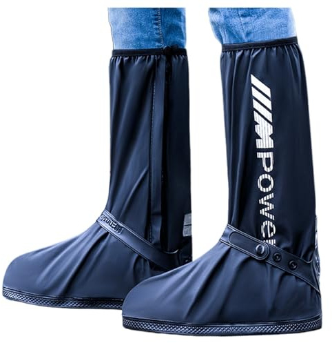 Generisch Regenüberschuhe PVC für Erwachsene, dicke, langlebige High-Top-Stiefel für Männer Frauen, tragbar, für Reiten im Freien Regen (Black, M)