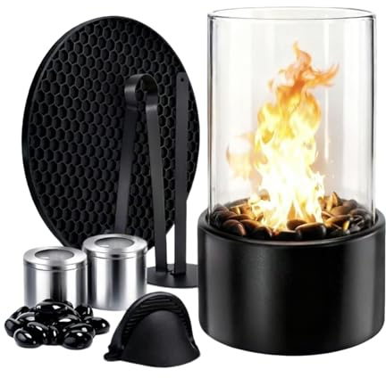 Tischfeuer Mit Deko-Steinen, Ethanotischkamin, Mini Kamin Für Die Verwendung Auf Schreibtisch Nachttisch Tisch Balkon In Der Wohnung Im Wohnzimmer