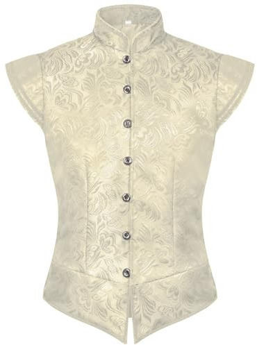 WAZHAKU Gilet cachemire médiéval pour homme - Gilet jacquard élégant - Gilet de costume victorien - Corsage traditionnel Dirndl - Gilet sans manches - Gilet vintage steampunk gothique