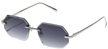 TOUFXJEQV Gafas de sol para hombres, diseñador, moda sin montura para gafas de sol, gafas de sol corte diamante para damas, gafas metálicas sin montura