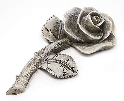 TEMPELWELT® Figurine décorative funéraire Rose - pétale de Rose 17 cm - polystone Aspect Pierre Gris, décoration funéraire, Fleur pour Lieu de deuil - décoration de Jardin