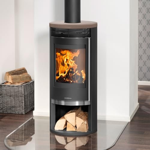 Oranier 5793 32 Rota 2.0 Kaminofen Stahl Schwarz mit Abdeckplatte Keramik Grappa/A+