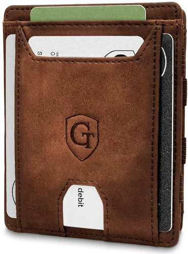 GenTo - Geldbörse mit/ohne Münzfach - TÜV geprüfter RFID NFC Schutz - Magic Wallet - Magischer Geldbeutel - Inklusive Geschenkbox - Smart Wallet - Portemonnaie für Herren/Damen (Dunkelbraun)