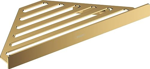 hansgrohe AddStoris - Tablette d'angle murale, Panier de douche, Étagère d'angle salle de bain, Étagère de douche d'angle, Porte-savon douche, Accessoires salle de bain, Aspect doré poli, 41741990