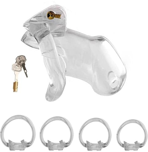 BDSMYEE Gabbia Castità Cock Cage con 3 Anelli per il Pene Maschile, Sex Toys Chastity Cage Pene Sexytoysys Coppia, Giocattoli Sessuali Fetish SM Bondage per Uomo (Trasparente, Corto)