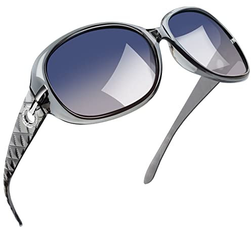 Joopin Übergroße Sonnenbrille Damen Grau Polarisiert UV400 Klassisch Vintage Damen Sonnenbrille Groß Elegant (Transparent Grau)