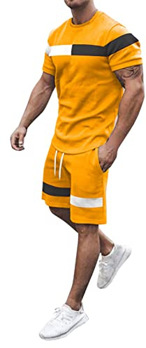 Chándal para hombre, chándal de verano de 2 piezas, camiseta de manga corta, camiseta y pantalones cortos, camiseta con solapa, hombre, adolescente, ropa deportiva