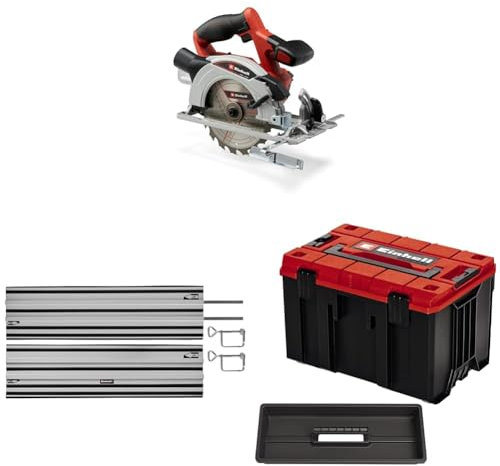 Einhell Akku-Handkreissäge TE-CS 18/165-1 (18 V, Li-Ion, Ø165 x Ø20 mm Sägeblatt, werkzeuglose Einstellung bei Schnitttiefe + Neigungswinkel, ohne Akku, inkl. Führungsschiene, inkl. E-Case)