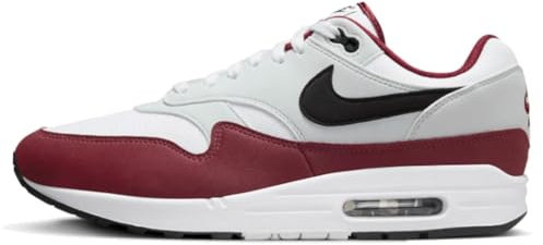 Nike Air Max 1 Herren-Sneaker, White Dark Team Red Pure Platinum, 37.5 EU