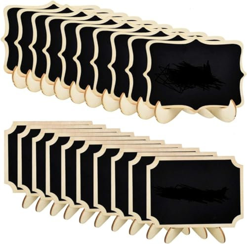 20 Pièces Mini Tableaux Noirs, Mini Panneaux d'Affichage,Support Etiquette Chevalet avec Socle,pour Marque Place, Décoration Mariage, Message Board, École Porte Nom Table, Panneau de Fête