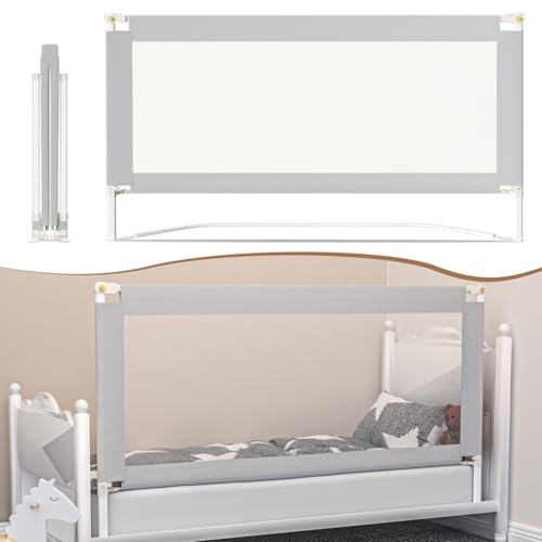 Eulenke Griglia per letto pieghevole, 150 cm, protezione da caduta, per bambini, altezza regolabile 68-95 cm, facile da montare