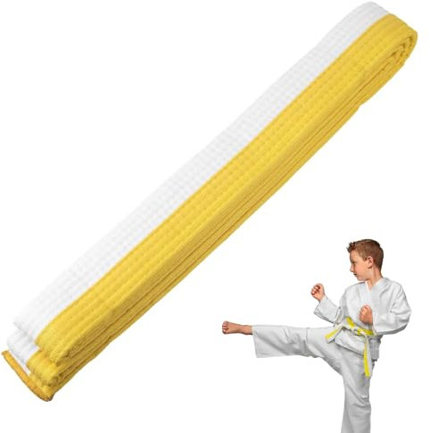 Rbleote Judogürtel Weiß Gelb Judo Gürtel Karate Gürtel Judogürtel Professioneller Judogürtel Weiß Gelb Kampfsportgürtel 180 cm, Geeignet für Kinder Erwachsene Männer und Frauen Kampfsportgürtel
