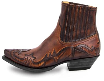 DYYEUAVT Stivali da Uomo con Zeppa, Stivaletti da Uomo, Stivali da Cowboy Western, Scarpe Unisex in Pelle da Uomo, Resistenti(Brown,44)