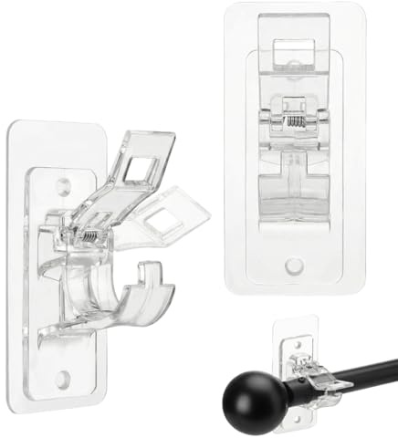 YIPFEN 2 pezzi Ganci per Tende Senza Bucare (Trasparente), Ganci Adesivi per Tende, Infissi PVC Autoadesivi, Ganci per Tende, Gancetti Porta Bastoni Tende Senza Forare