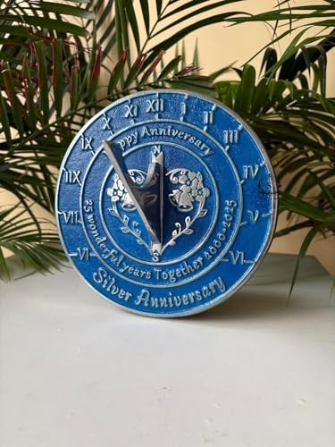 Anniversary Sundial Gift for 25th Silver Wedding 8 Inch