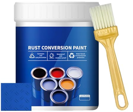 Rust Remover for Metal - Anti Rust Paint with Brush, Eliminates Oxides from Aluminum, Cast Iron, and Steel (Blue,500g / 17.6 Fl Oz)