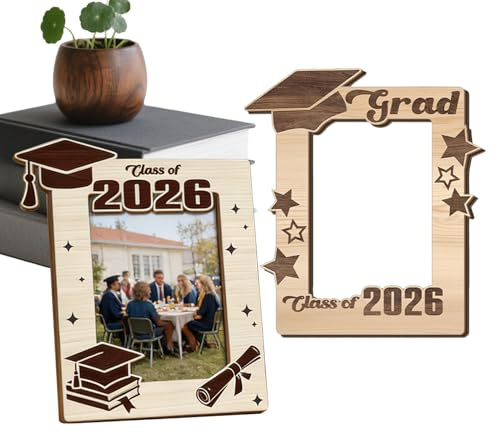 Marco para Fotos de Graduación 2026,Expositor de Madera para Interior,13x9 cm Marco de Fotografía Recuerdo de Graduación | para Estantería Salón Comedor Mesita Apartamento Estudio Universitario