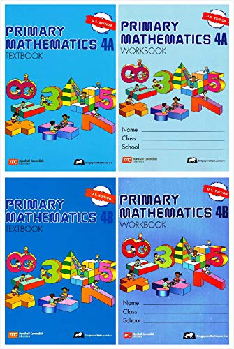 Singapore Primary Mathematics Grade 4 Kit (4 Books) - Textbooks 4A and 4B, Workbooks 4A and 4B (US Edition)
