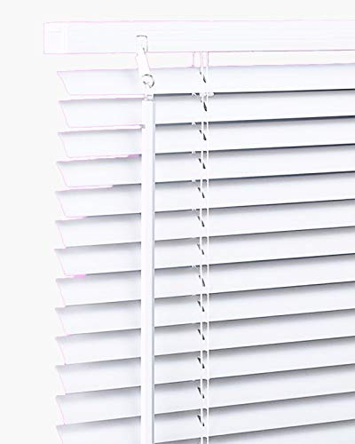 White PVC Venetian Blind Window Blinds Easy Fit Twist Open Close Control Wand Pull Cord Shutters Home Office (90 cm x 213 cm)