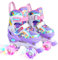 Kinder Einhorn Rollschuhe für Mädchen.Geeignet für 3-6 Jahre alt. Mit Leuchtenden Rädern,4-Pejiijar Verstellbar Anfänger Quad Roller Skates für Weihnachts und Geburtstags Geschenke S(30~33)