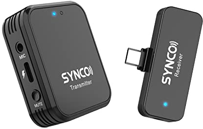 SYNCO Wireless-Lavalier-Smartphone-USB-C-Mikrofon 9 kreativ Soundeffekt 2.4GHz 150m Audioübertragung für Android Handy Huawei Psmart Mate P40 Samsung Galaxy MacBook Laptops Tablet mit Type-C G1T