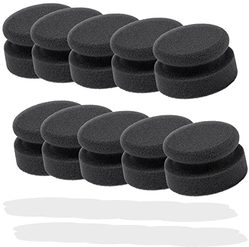 detailmate Lot de 10 éponges de Polissage à la Main Douces Noires (Fines Elles) Diamètre: 90/50mm - en Mousse de qualité supérieure pour Cire, applicateurs pour Produits de Soins sur Plastique, pneus